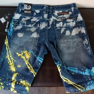 Black Pike Denim Jeans Shorts NWT Splattered Indigo 30